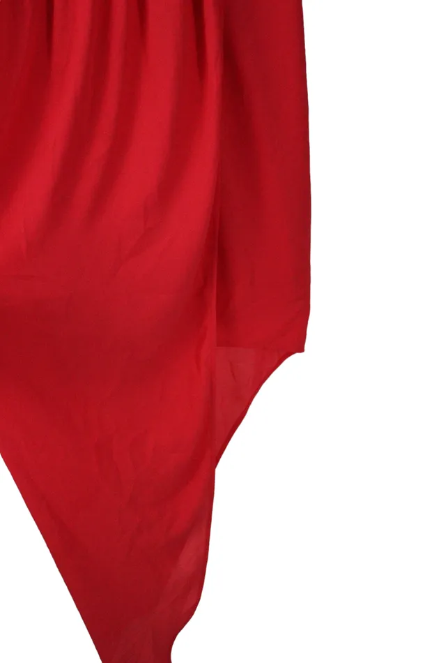 Express Coral Red Chiffon Asymmetrical Dress 4 Express Earrings