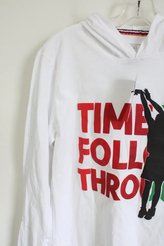 Fisll Earrings NEW Fill Time To Follow Through White Hoodie S