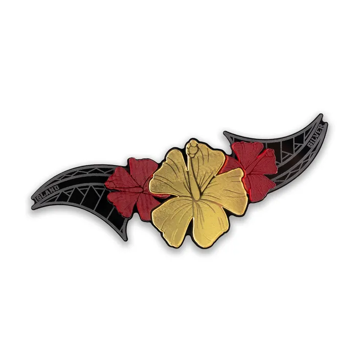 Floral Hibiscus RedGoldRed Car Decal ISLANDSILVER Rings