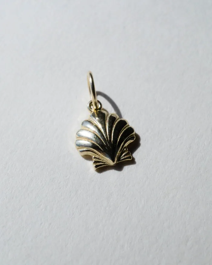 Foe Dear 14k Yellow Gold Shell Charm Pendant readytoship Necklaces