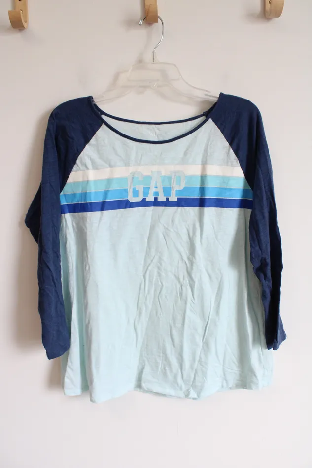 Gap Blue Striped Baseball Cotton Tee L Gap Rings