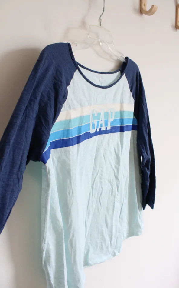 Gap Blue Striped Baseball Cotton Tee L Gap Rings