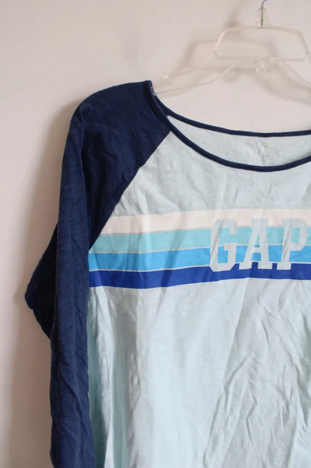 Gap Blue Striped Baseball Cotton Tee L Gap Rings