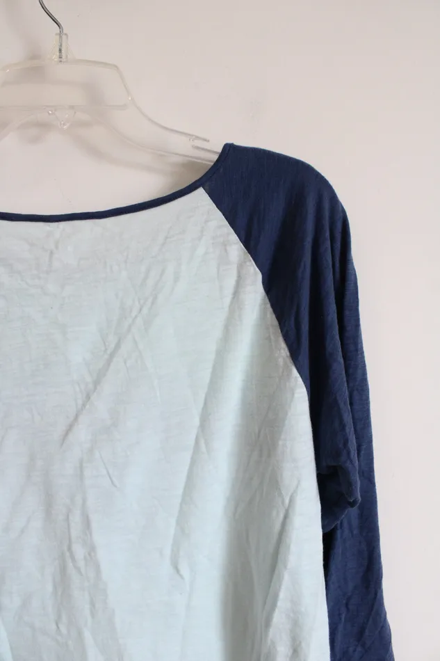 Gap Blue Striped Baseball Cotton Tee L Gap Rings