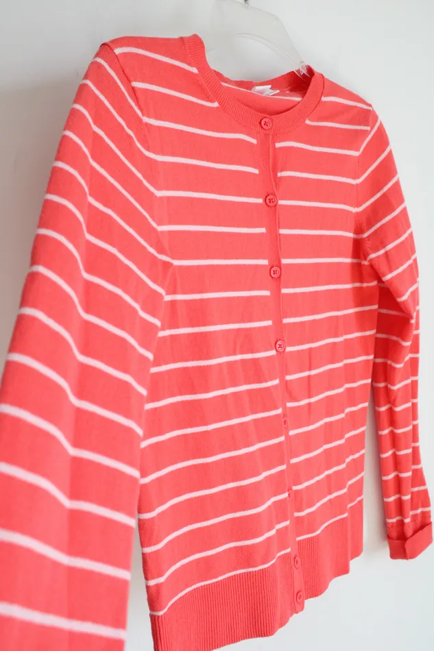 Gap Gap Coral Pink White Striped Cardigan S Rings