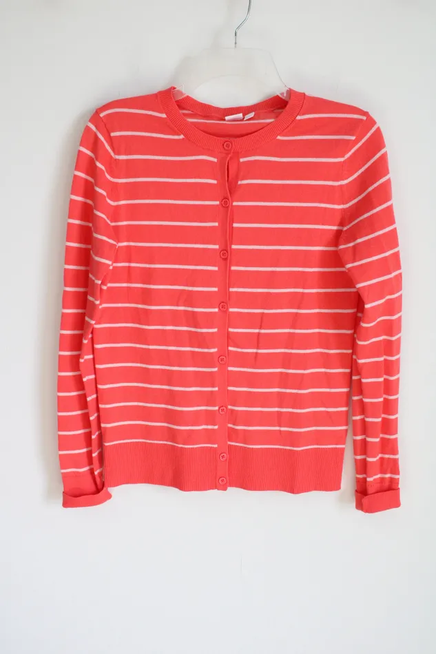 Gap Gap Coral Pink White Striped Cardigan S Rings