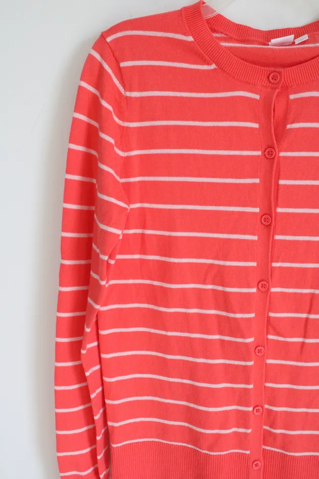 Gap Gap Coral Pink White Striped Cardigan S Rings