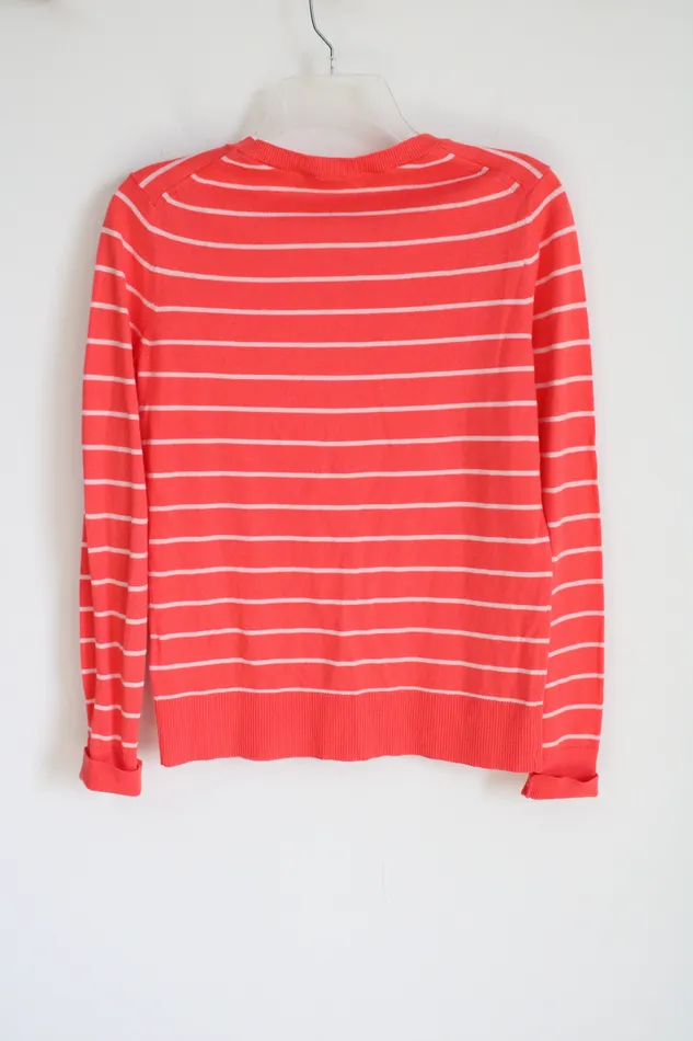 Gap Gap Coral Pink White Striped Cardigan S Rings