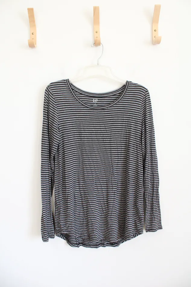 Gap Luxe T Black White Striped Long Sleeved Top S Gap Rings