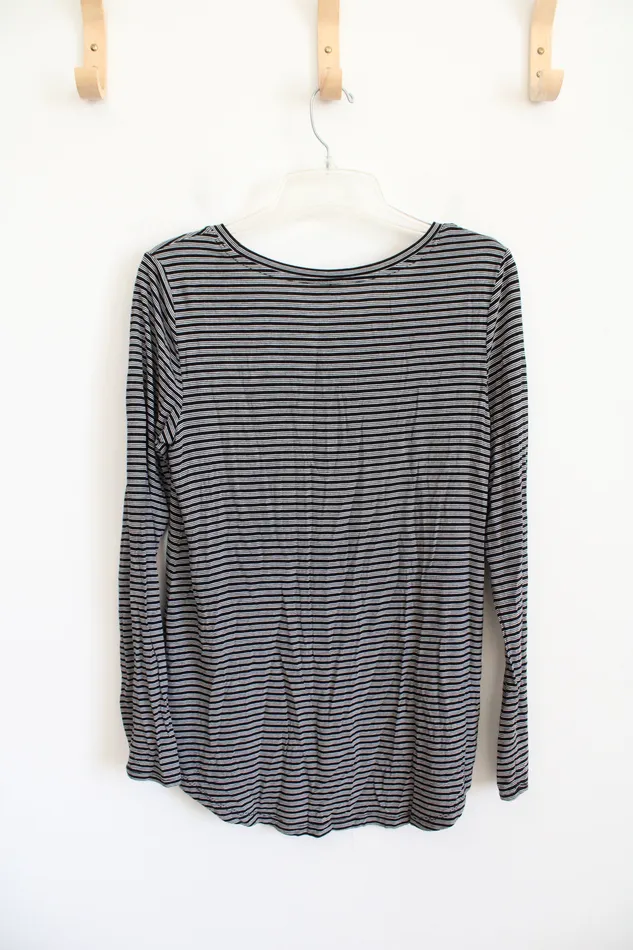 Gap Luxe T Black White Striped Long Sleeved Top S Gap Rings