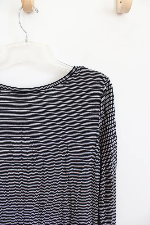 Gap Luxe T Black White Striped Long Sleeved Top S Gap Rings