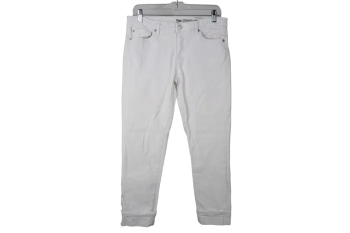 Gap Straight Cuff White Jeans 6 Gap Earrings