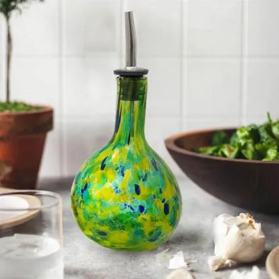 GIFTESSENTIALS Blown Glass Yellow Green Cruet Earrings