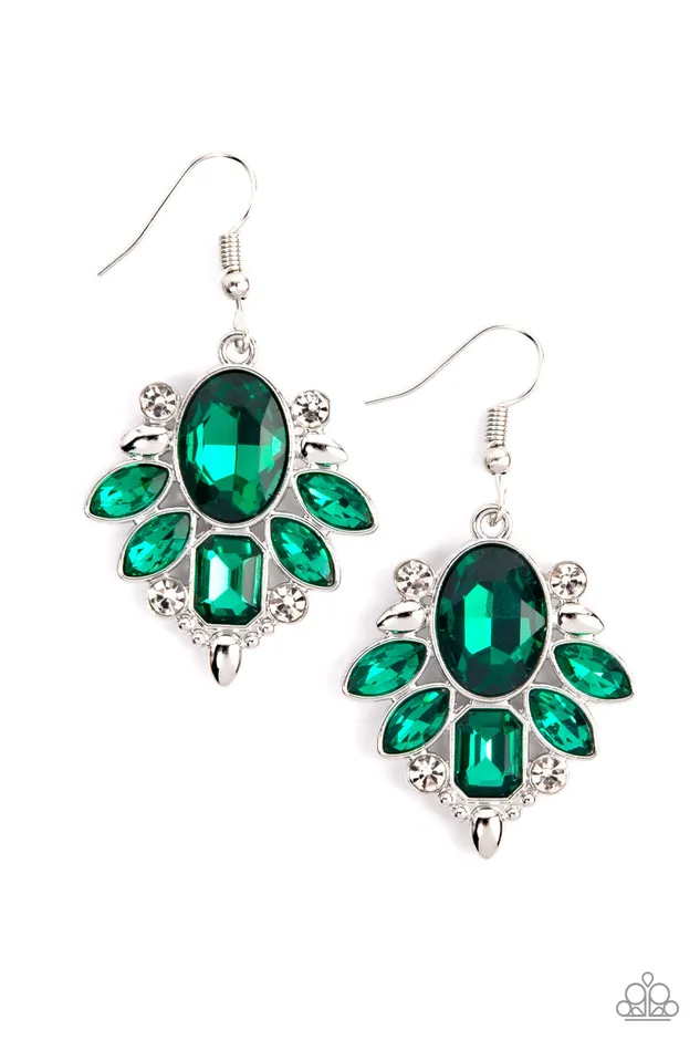 Glitzy GoGetter Green Paparazzi Accessories Earrings