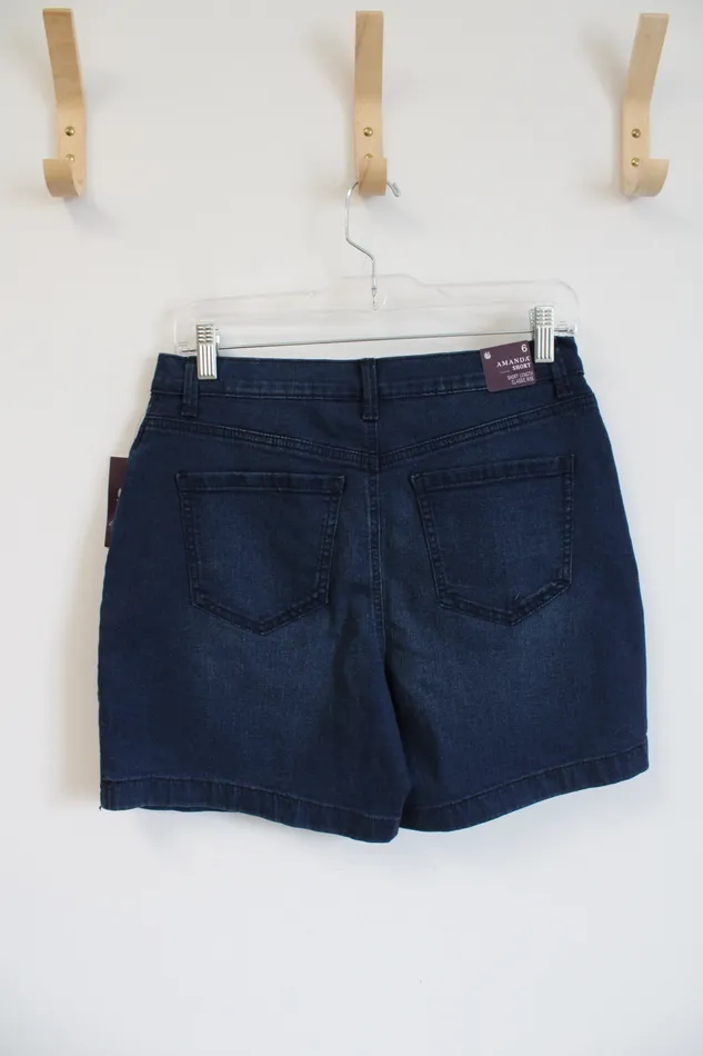 Gloria Vanderbilt Earrings NEW Gloria Vanderbilt Classic Rise Amanda Dark Wash Shorts 6