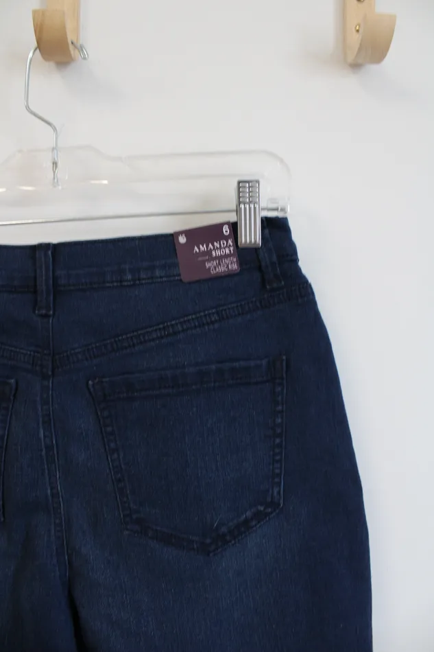 Gloria Vanderbilt Earrings NEW Gloria Vanderbilt Classic Rise Amanda Dark Wash Shorts 6