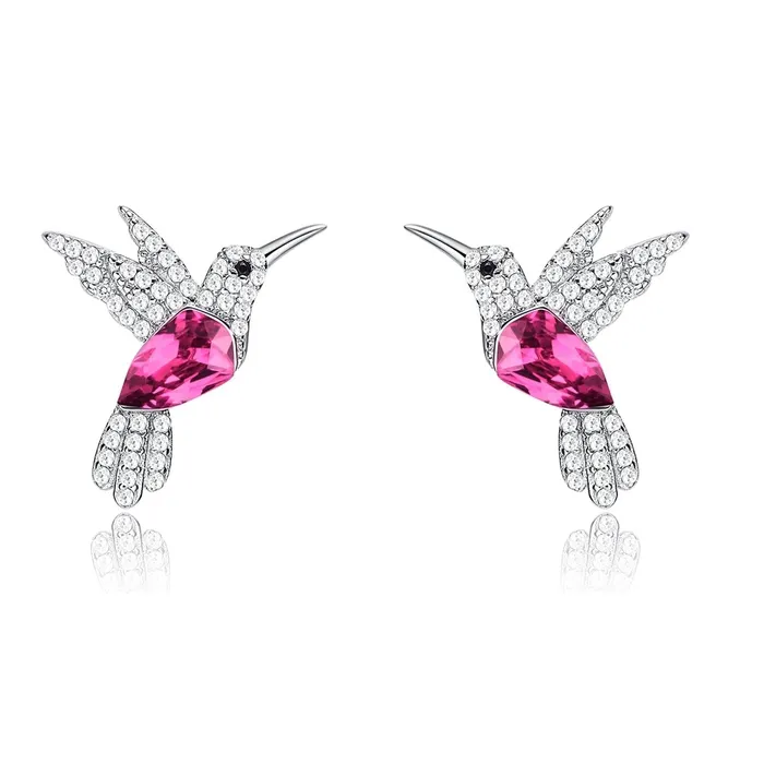 Gold Shield Earrings Aretes de Colibr Plata 925 y Circonia
