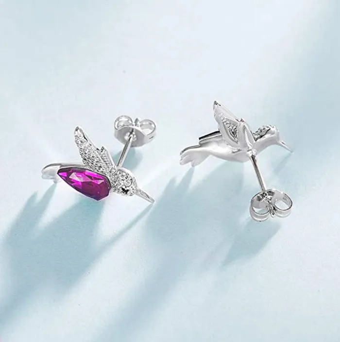 Gold Shield Earrings Aretes de Colibr Plata 925 y Circonia