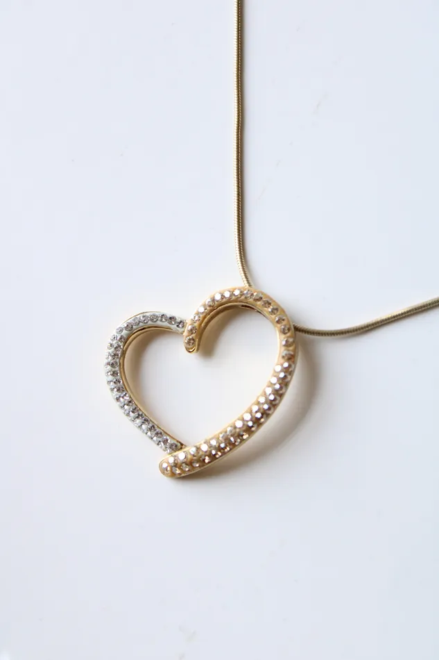 Gold Tone Sterling Silver Heart Pendant Necklace Jubilee Thrift Necklaces
