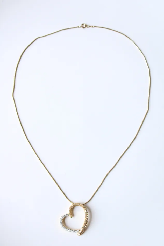 Gold Tone Sterling Silver Heart Pendant Necklace Jubilee Thrift Necklaces