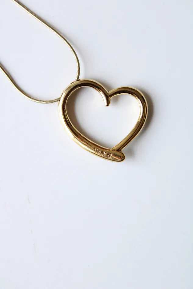 Gold Tone Sterling Silver Heart Pendant Necklace Jubilee Thrift Necklaces