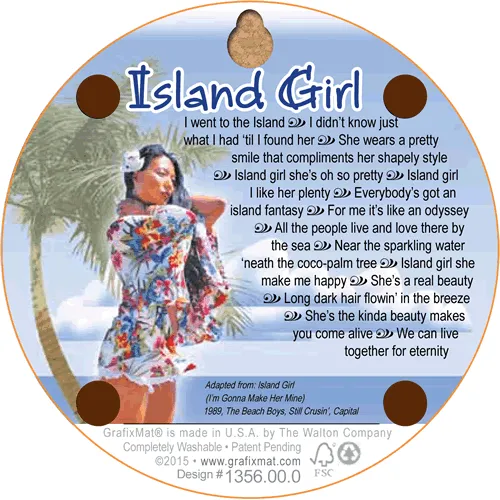 Grafixmat Island Girl Flower Laserengraved Cork Coaster THEWALTONCO Necklaces