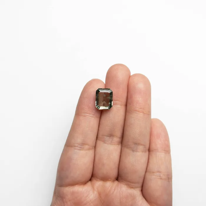 Green Step Cut Sapphire 942ct Cut Corner Rectangle Misfit Gems Rings