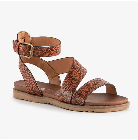 GYPSY JAZZ Earrings VERY G BELINDA RUST LEATHER TOOLED SANDALS