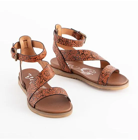 GYPSY JAZZ Earrings VERY G BELINDA RUST LEATHER TOOLED SANDALS