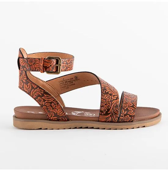 GYPSY JAZZ Earrings VERY G BELINDA RUST LEATHER TOOLED SANDALS
