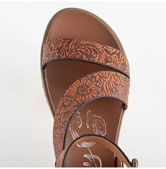 GYPSY JAZZ Earrings VERY G BELINDA RUST LEATHER TOOLED SANDALS
