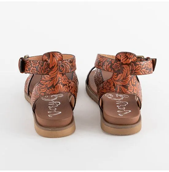 GYPSY JAZZ Earrings VERY G BELINDA RUST LEATHER TOOLED SANDALS