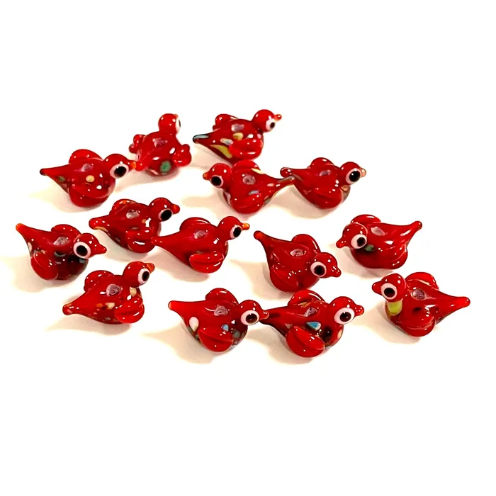 Hand Made Murano Glass Bird Charm Peppy Beads Charm Necklaces