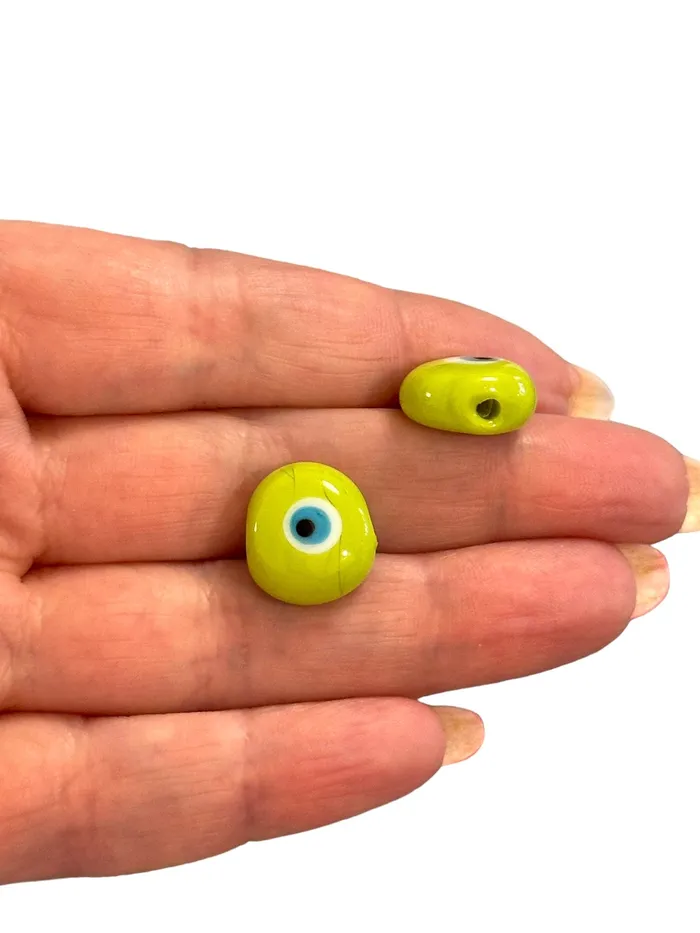 Hand Made Murano Glass Green Evil Eye Charm Peppy Beads Necklaces