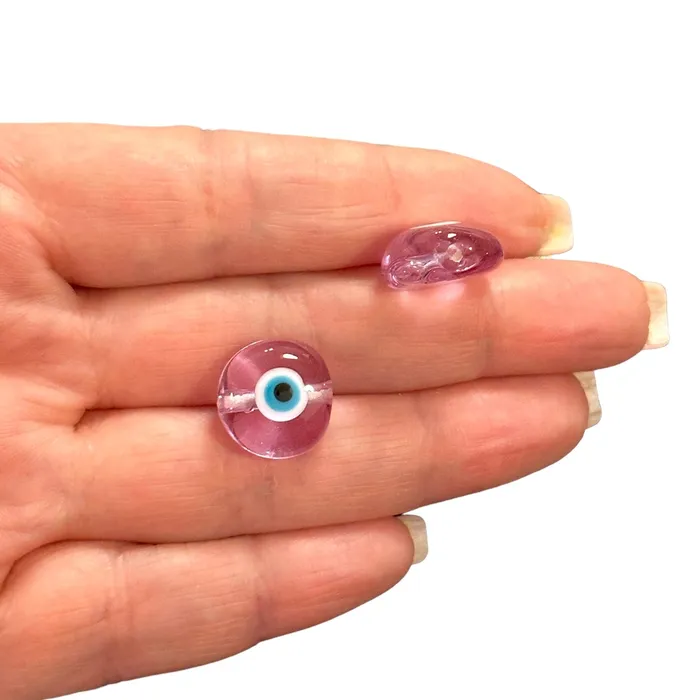 Hand Made Murano Glass Lilac Evil Eye Charm Peppy Beads Necklaces