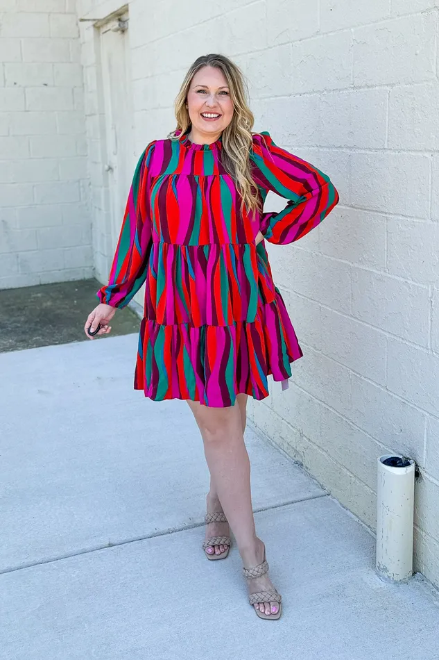 Haptics Earrings Living On Love Abstract Tiered Dress