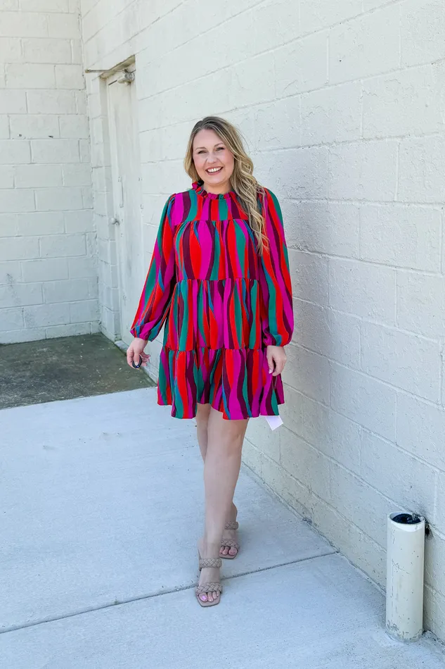 Haptics Earrings Living On Love Abstract Tiered Dress