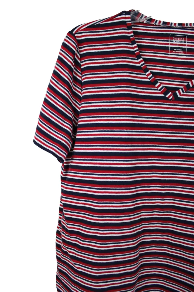 Hasting Smith Rings Hasting Smith Red Blue Striped Tee L