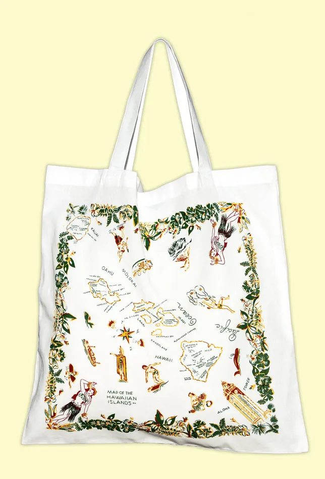 Hawaiian Island Market Tote 100 Cotton REDWHITEKITCHE Earrings