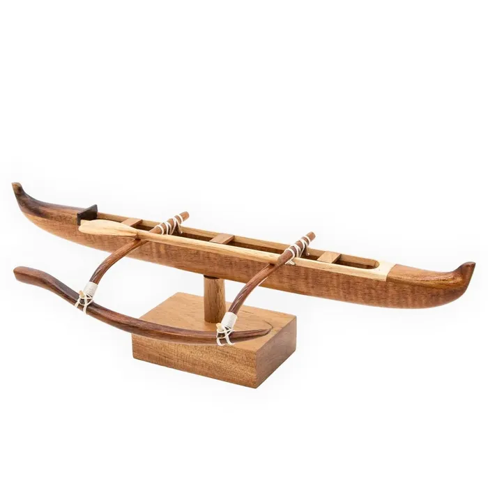 HAWAIIDECOR Earrings Handcarved Hawaiian Koa Wood Racing Canoe Replica