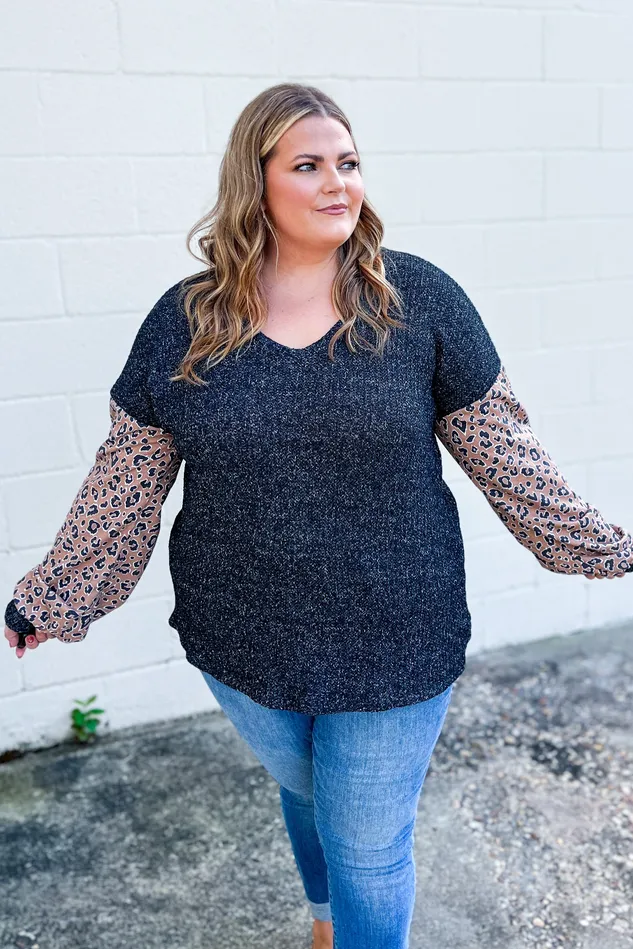 Heimish Earrings All The Joy Leopard Sleeve Top
