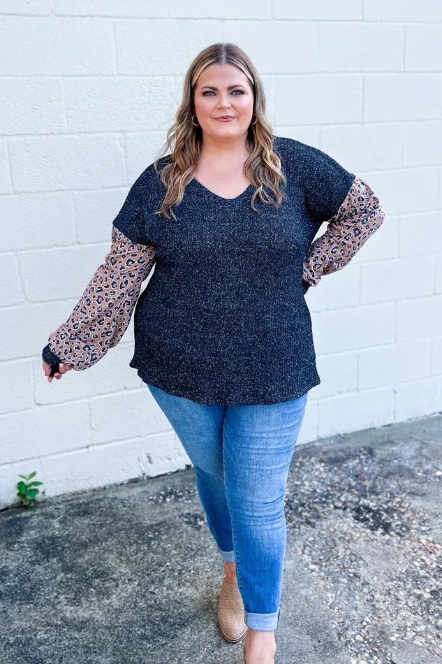 Heimish Earrings All The Joy Leopard Sleeve Top