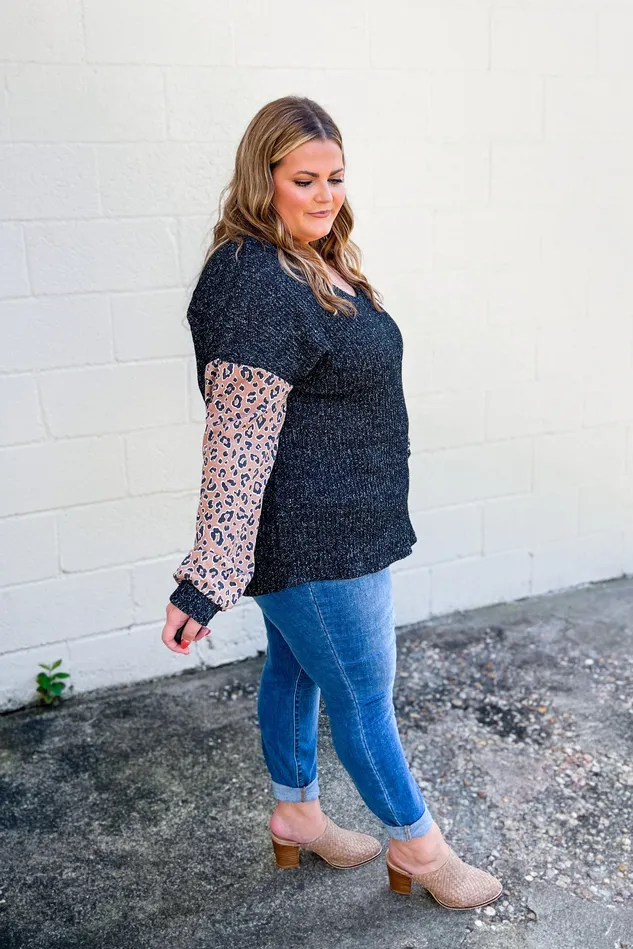 Heimish Earrings All The Joy Leopard Sleeve Top