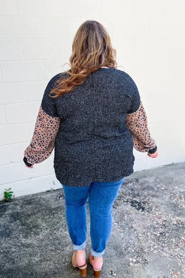 Heimish Earrings All The Joy Leopard Sleeve Top