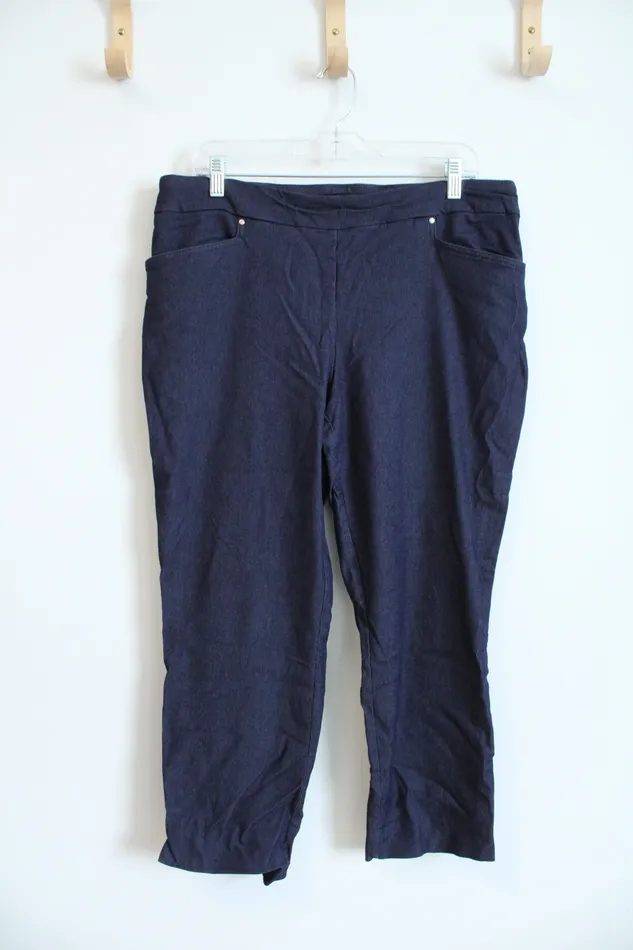 Hilary Radley Navy Denim Stretch Capri Pants XL Hilary Radley Earrings