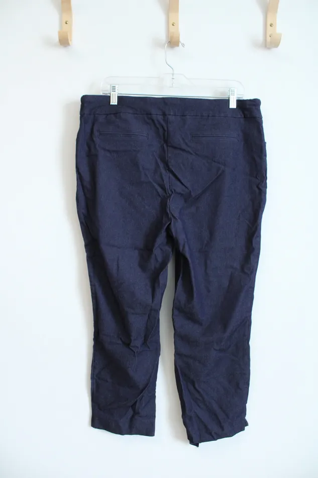 Hilary Radley Navy Denim Stretch Capri Pants XL Hilary Radley Earrings