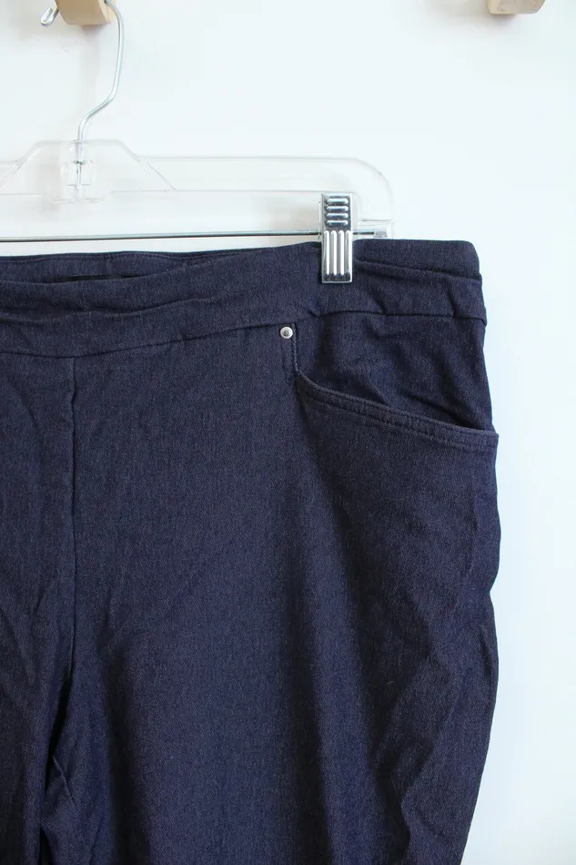 Hilary Radley Navy Denim Stretch Capri Pants XL Hilary Radley Earrings