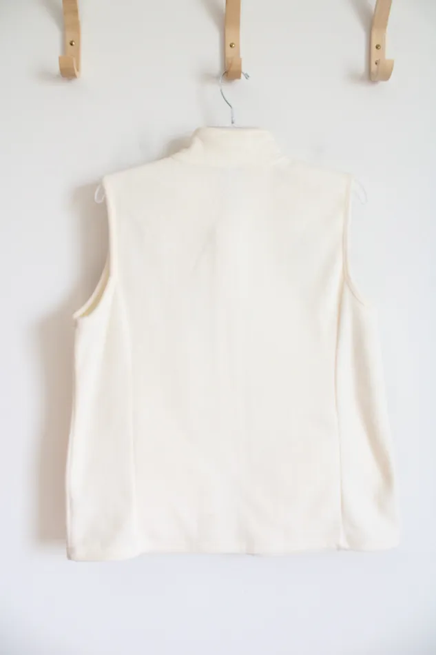 Holiday Editions Holiday Editions OffWhite Silver Snowflake Fleece Vest L Rings