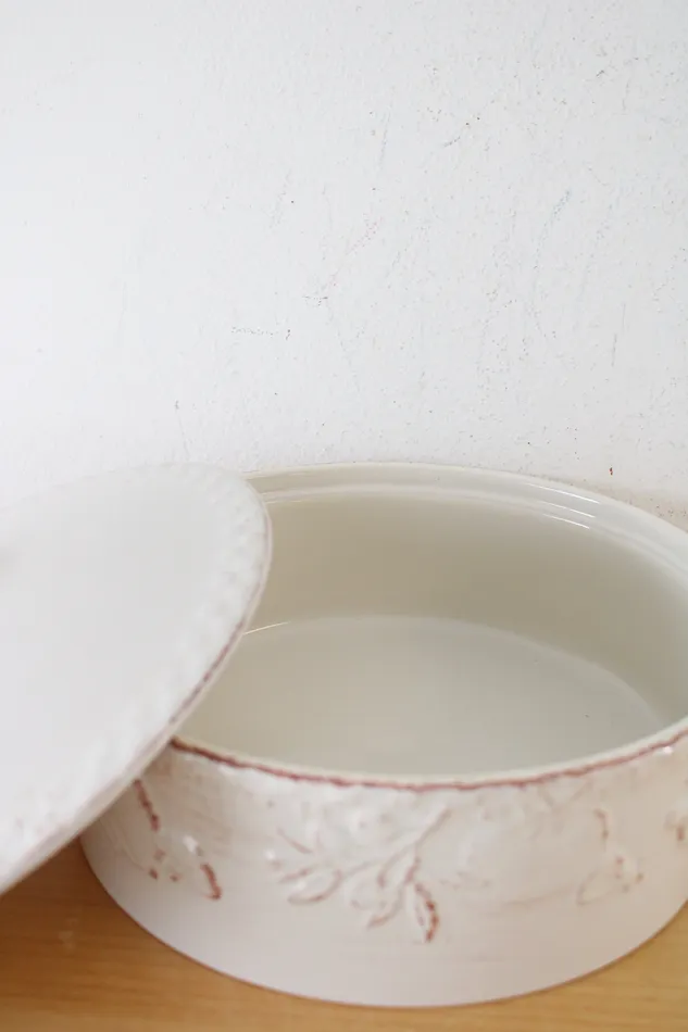 Home Grown Earrings Home Grown Signature Riviera Van Beers Stoneware Beige Fruit Embossed Lidded Dish
