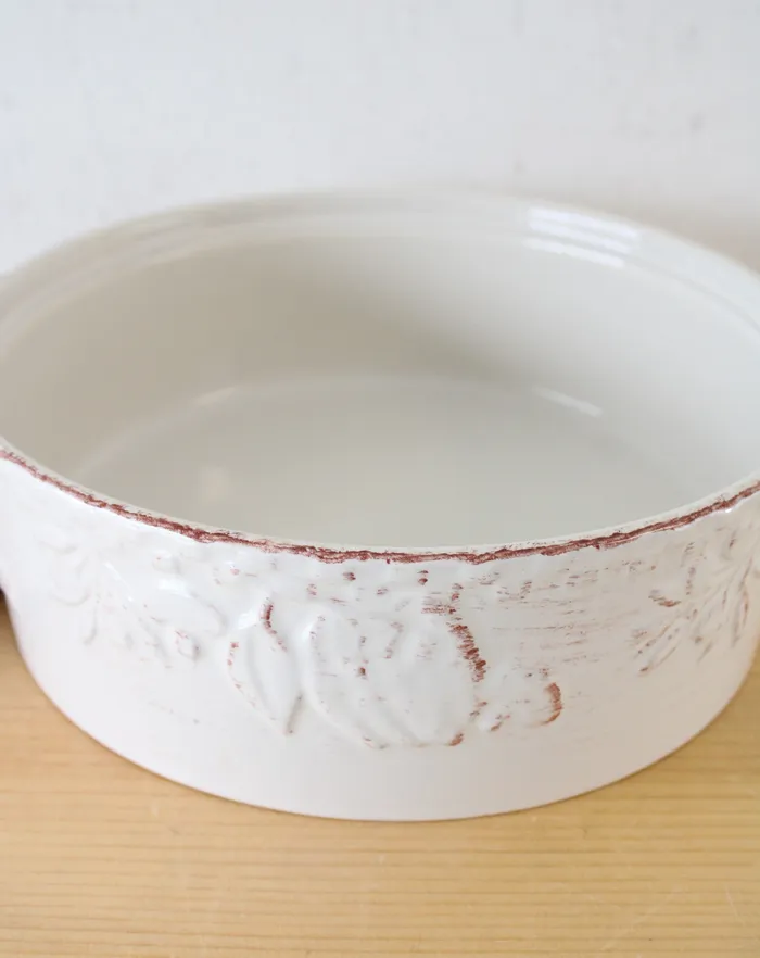 Home Grown Earrings Home Grown Signature Riviera Van Beers Stoneware Beige Fruit Embossed Lidded Dish